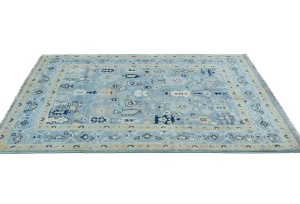 Blue Floral Modern 4X5 Kazak Oushak Pakistan Rug