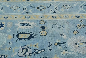 Blue Floral Modern 4X5 Kazak Oushak Pakistan Rug