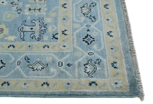 Blue Floral Modern 4X5 Kazak Oushak Pakistan Rug