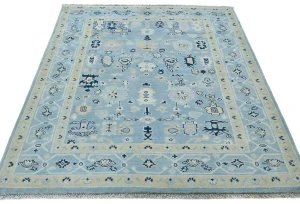 Blue Floral Modern 4X5 Kazak Oushak Pakistan Rug