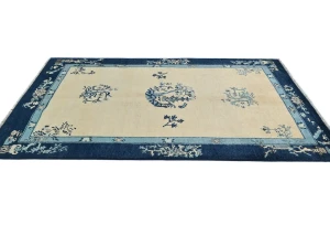 Cream Bordered Modern 4X6 Kazak Ouskak Pakistan Rug
