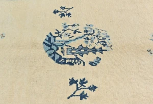 Cream Bordered Modern 4X6 Kazak Ouskak Pakistan Rug