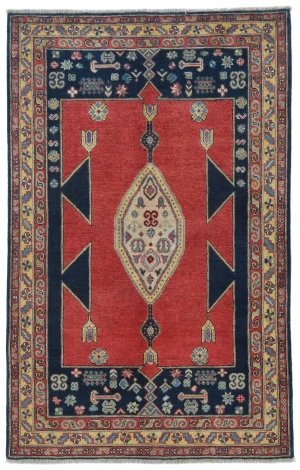 Red Geometric Modern 4X6 Kazak Oushak Pakistan Rug