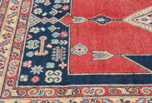 Red Geometric Modern 4X6 Kazak Oushak Pakistan Rug