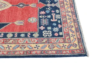 Red Geometric Modern 4X6 Kazak Oushak Pakistan Rug