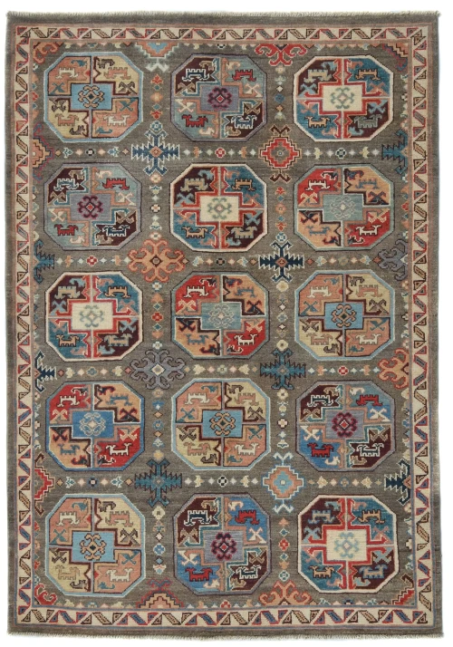 Brown Geometric Modern 4X6 Kazak Oushak Pakistan Rug