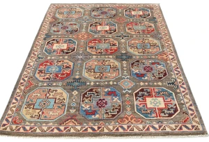 Brown Geometric Modern 4X6 Kazak Oushak Pakistan Rug