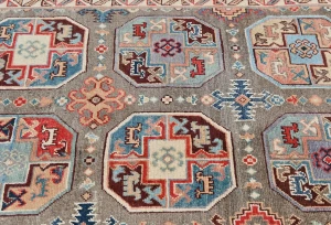Brown Geometric Modern 4X6 Kazak Oushak Pakistan Rug