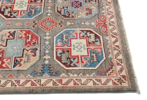 Brown Geometric Modern 4X6 Kazak Oushak Pakistan Rug