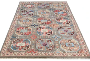 Brown Geometric Modern 4X6 Kazak Oushak Pakistan Rug