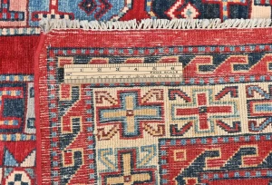 Red Geometric Modern 4X5 Kazak Oushak Pakistan Rug