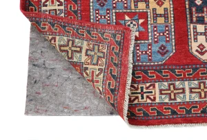Red Geometric Modern 4X5 Kazak Oushak Pakistan Rug