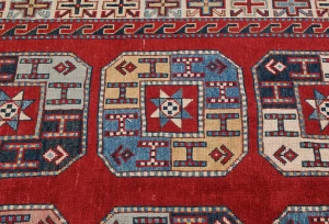 Red Geometric Modern 4X5 Kazak Oushak Pakistan Rug