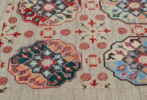 Beige Floral Modern 4X6 Kazak Oushak Pakistan Rug