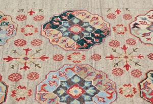 Beige Floral Modern 4X6 Kazak Oushak Pakistan Rug