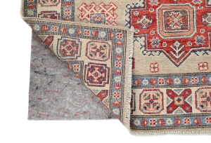 Beige Geometric Modern 4X6 Kazak Pakistan Rug