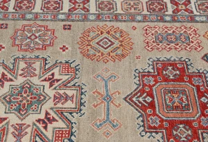 Beige Geometric Modern 4X6 Kazak Pakistan Rug