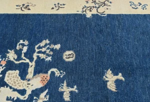Navy Blue Bordered Modern 4X6 Kazak Oushak Pakistan Rug