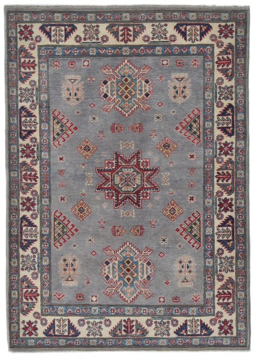 Light Gray Geometric Modern 4X6 Kazak Pakistan Rug
