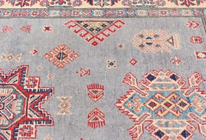 Light Gray Geometric Modern 4X6 Kazak Pakistan Rug