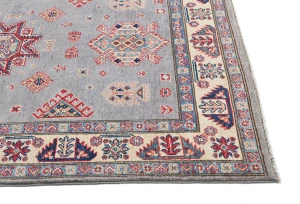 Light Gray Geometric Modern 4X6 Kazak Pakistan Rug