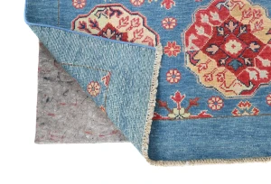 Blue Geometric Modern 4X6 Kazak Pakistan Rug