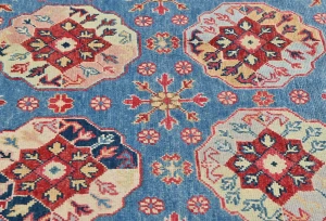 Blue Geometric Modern 4X6 Kazak Pakistan Rug