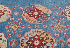 Blue Geometric Modern 4X6 Kazak Pakistan Rug
