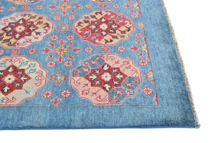 Blue Geometric Modern 4X6 Kazak Pakistan Rug