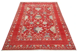 Red Floral Modern 4X6 Kazak Oushak Pakistan Rug