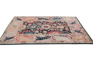 Dark Navy Floral Modern 4X6 Kazak Oushak Pakistan Rug