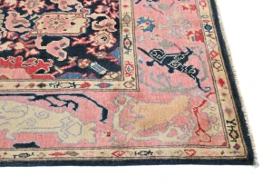 Dark Navy Floral Modern 4X6 Kazak Oushak Pakistan Rug