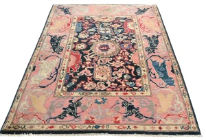 Dark Navy Floral Modern 4X6 Kazak Oushak Pakistan Rug