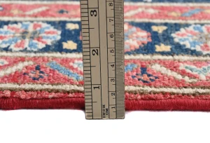 Red Modern Geometric 4X6 Kazak Oushak Oriental Rug