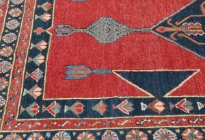 Red Modern Geometric 4X6 Kazak Oushak Oriental Rug