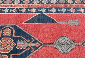 Red Modern Geometric 4X6 Kazak Oushak Oriental Rug