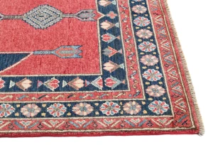 Red Modern Geometric 4X6 Kazak Oushak Oriental Rug