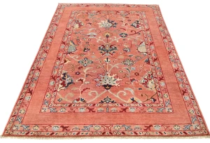 Coral Floral Modern 4X6 Kazak Oushak Oriental Rug