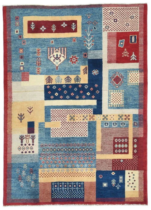 Multicolored Geometric Modern 4X6 Kazak Oushak Oriental Rug