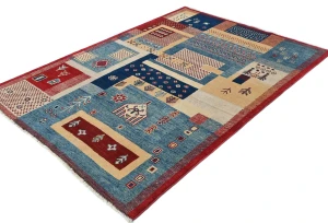 Multicolored Geometric Modern 4X6 Kazak Oushak Oriental Rug
