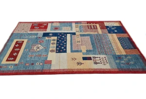 Multicolored Geometric Modern 4X6 Kazak Oushak Oriental Rug