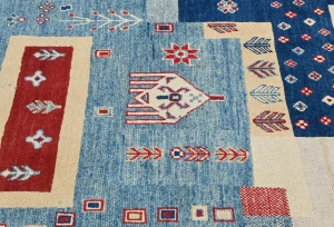 Multicolored Geometric Modern 4X6 Kazak Oushak Oriental Rug