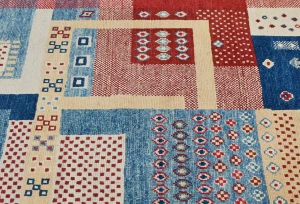 Multicolored Geometric Modern 4X6 Kazak Oushak Oriental Rug