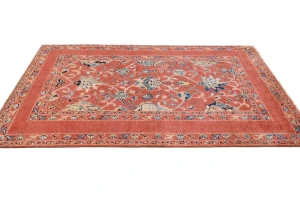 Orange Tribal Floral 4X6 Kazak Peshawar Oriental Rug
