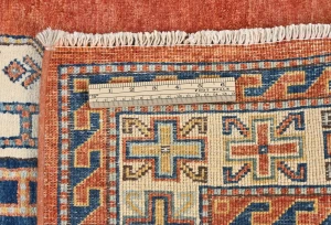Dark Orange Modern Geometric 4X6 Kazak Oushak Pakistan Rug