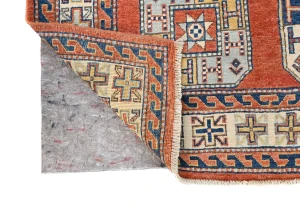Dark Orange Modern Geometric 4X6 Kazak Oushak Pakistan Rug