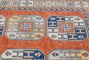 Dark Orange Modern Geometric 4X6 Kazak Oushak Pakistan Rug
