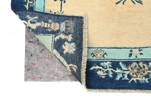Cream Bordered Modern 4X6 Kazak Oushak Pakistan Rug