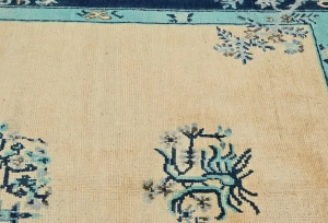 Cream Bordered Modern 4X6 Kazak Oushak Pakistan Rug