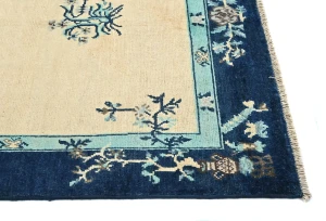 Cream Bordered Modern 4X6 Kazak Oushak Pakistan Rug
